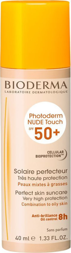 Bioderma Photoderm Nude Touch SPF50+ Natural Tint Αντιηλιακό Προσώπου Με Χρώμα Φυσική Απόχρωση 40ml