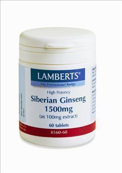 Lamberts Siberian Ginseng 1500mg, Για Την Αντιμετώπιση Άγχους, Stress και για καταστάσεις Σωματικής Κόπωσης, 60tabs