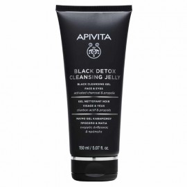 Apivita Black Detox Cleansing Jelly Face  Eyes Gel Καθαρισμού Προσώπου Με Ενεργό Άνθρακα 150ml