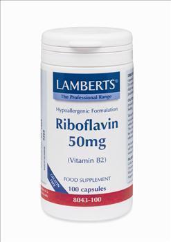 Lamberts B-2 Riboflavin 50mg Ριβοφλαβίνη Για Την Υγεία Ματιών, Μαλλιών & Νυχιών, 100 Κάψουλες