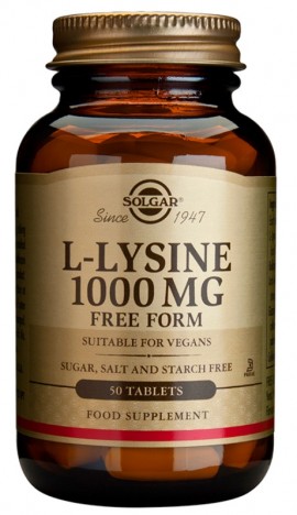 Solgar L-Lysine 1000mg Συμπλήρωμα Διατροφής L-Λυσίνη 50 Ταμπλέτες