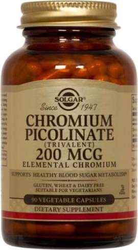 Solgar Chromium Picolinate 200 µg Συμπλήρωμα Διατροφής Πικολινικού Χρώμιου 90 Φυτικές Κάψουλες