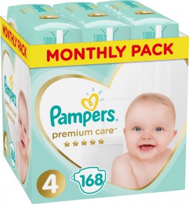 Pampers Premium Care Μέγεθος 4 [9-14kg] Monthly Pack 168 Πάνες