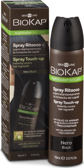 Biokap Nutricolor Delicato Spray Touch-Up Black Εκνέφωμα για την κάλυψη της Ρίζας 75ml
