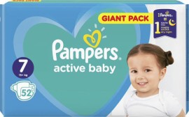 Pampers Active Baby Πάνες με Αυτοκόλλητο No 7 (15+kg), 52 τμχ
