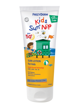 Frezyderm Kids Sun+ Nip SPF50+ Παιδικό Αντηλιακό Γαλάκτωμα Με Εντομοαπωθητική Δράση 175ml+ ΔΩΡΟ 25ml Επιπλέον Ποσότητα