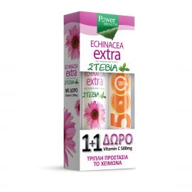 Power Health PROMO Echinacea Extra με Στέβια 20 Αναβράζοντα Δισκία - Vitamin C 500mg 20 Αναβράζοντα Δισκία 1+1 ΔΩΡΟ