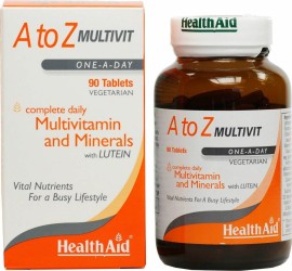 Health Aid A to Z Multivit Πολυβιταμινούχο Συμπλήρωμα Διατροφής με Βιταμίνες, Μέταλλα & Λουτεΐνη 90 Ταμπλέτες