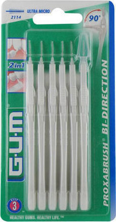 Gum Bi-Direction Micro Fine 0,7mm [2114] Μεσοδόντια Βουρτσάκια Για Την Αφαίρεση Της Πλάκας 6 Τεμάχια