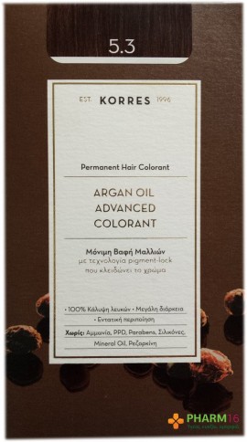 Korres Argan Oil Advanced Colorant Βαφή Μαλλιών 5.3 Χρυσό Μελί 50ml