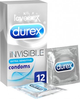 Durex Invisible, Εξτρα Λεπτά, Έξτρα Ευαίσθητα Προφυλακτικά, 12 τεμάχια