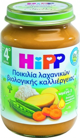 Hipp Βρεφικό Γεύμα Βιολογικής Καλλιέργειας με Ποικιλία Λαχανικών Μετά τον 4ο Μήνα, 190 gr