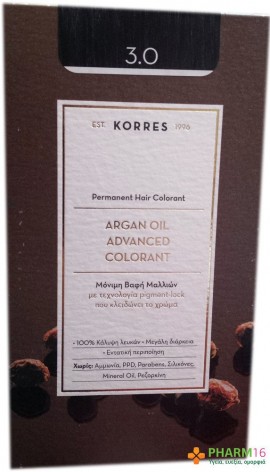 Korres Argan Oil Advanced Colorant Βαφή Μαλλιών 3.0 Καστανό Σκούρο 50ml