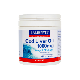 Lamberts Cod Liver Oil 1000mg Μουρουνέλαιο, Ωμέγα 3, 180 Caps