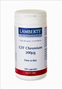Lamberts GTF Chromium 200mcg, Συμπλήρωμα Διατροφής με Χρώμιο, Μαγνήσιο & Ψευδάργυρο, 100tabs