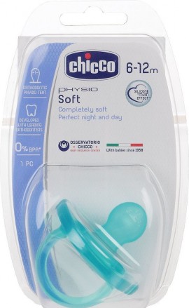 Chicco Physio Soft Πιπίλα Σιλικόνης Χρώμα:Σιέλ 6-16m+ 1 Τεμάχιο [02712-21]