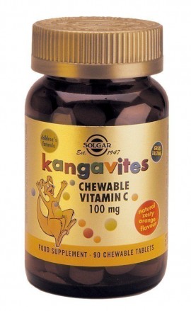 Solgar Kangavites Βιταμίνη C 100mg - Πορτοκάλι, 90 Μασώμενες Ταμπλέτες