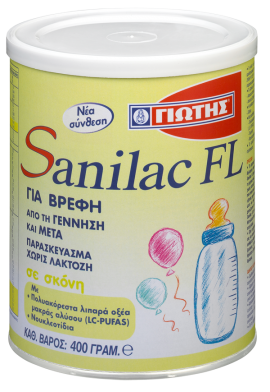 Γιώτης Sanilac FL Milk 0m+ Γάλα Για Βρέφη Με Δυσανεξία Στη Λακτόζη 400gr