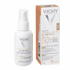 Vichy Capital Soleil UV-Age Daily Spf50+ Tinted 40ml Λεπτόρρευστο Αντηλιακό Πολυ Υψηλής Προστασίας με Χρώμα Κατά τις Φωτογήρανσης
