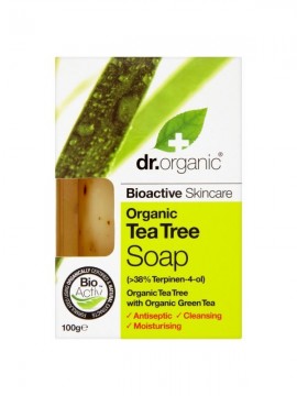 Dr. Organic Tea Tree Soap Φυτικό Αντιβακτηριδιακό Σαπούνι με Βιολογικό Τεϊόδεντρο 100 gr