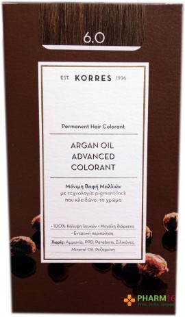 Korres Argan Oil Advanced Colorant Βαφή Μαλλιών 6.0 Ξανθό Σκούρο 50ml