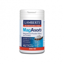 Lamberts Mag Asorb Magnesium Powder 375mg (as Citrate) , Μαγνήσιο σε μορφή κιτρικού άλατος 165gr