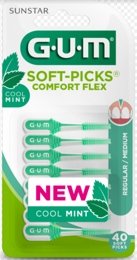 Gum Soft Picks Comfort Flex Cool Mint Medium [670] Μεσοδόντια Βουρτσάκια Με Γεύση Μέντας 40 Τεμάχια
