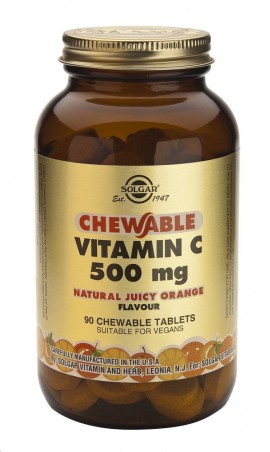 Solgar Chewable Vitamin C Orange 500mg Συμπλήρωμα Διατροφής Με Βιταμίνη C 90 Μασώμενες Ταμπλέτες