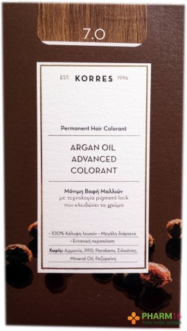 Korres Argan Oil Advanced Colorant Βαφή Μαλλιών 7.0 Ξανθό 50ml