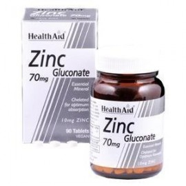 Health Aid Zinc Gluconate 70mg Συμπλήρωμα Διατροφής με Ψευδάργυρο Γλυκονικό για Ανοσοποιητικό, Δέρμα & Αναπαραγωγικό 90 Ταμπλέτες