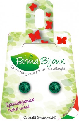 Farma Bijoux Xirius 6.2mm Emerald Κρύσταλλο Υποαλλεργικά Σκουλαρίκια [BE65C15] 1 Ζευγάρι