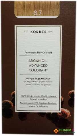 Korres Argan Oil Advanced Colorant Βαφή Μαλλιών 8.7 Καραμέλα 50ml