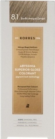 Korres Abyssinia Superior Gloss Colorant Μόνιμη Βαφή Μαλλιών No 8.1 Ξανθό Ανοιχτό Σαντρέ 50ml