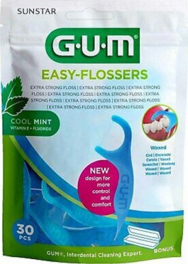 Gum Easy Flossers 890 Οδοντικό Νήμα σε Διχάλες Cool Mint Ελαφρώς Κερωμένο 30 Τεμάχια