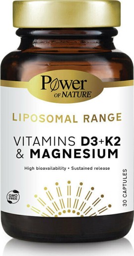 Power Of Nature Liposomal Range Vitamins D3 & K2 & Magnesium 30 κάψουλες
