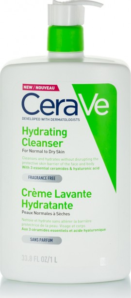CeraVe Hydrating Cleanser Cream for Normal to Dry Skin Κρέμα Καθαρισμού για Κανονική έως Ξηρή Επιδερμίδα 1lt