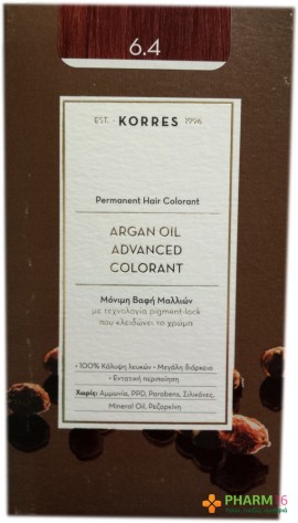 Korres Argan Oil Advanced Colorant Βαφή Μαλλιών 6.4 Ξανθό Σκούρο Χάλκινο 50ml