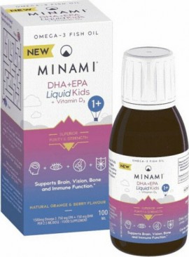 Minami EPA+DHA Liquid Kids + Vitamin D3 Orange & Berry Flavour 100 ml
