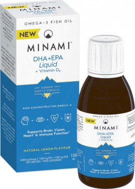 Minami Nutrition DHA + EPA Liquid + Vitamin D3 150ml Λεμόνι