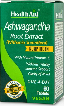 Health Aid Ashwagandha Root Extract, Για Ηρεμία, Ενέργεια & Υποστήριξη Του Ανοσοποιητικού, 60tabs