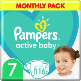 Pampers Active Baby Μέγεθος 7 [15+kg] Monthly Pack 116 Πάνες