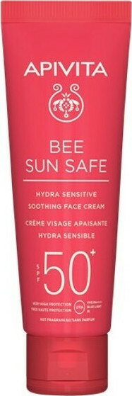Apivita Bee Sun Safe Hydra Sensitive Face Cream SPF50+ Καταπραϋντική Αντηλιακή Κρέμα Προσώπου Ελαφριάς Υφής Για Ευαίσθητες Επιδερμίδες Με Χαμομήλι και Πρόπολη 50ml