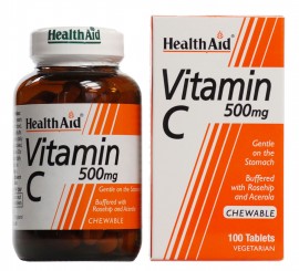 Health Aid Vitamin C 500mg Chewable Συμπλήρωμα Διατροφής με Βιταμίνη C για Ενίσχυση του Ανοσοποιητικού με Γεύση Πορτοκάλι 100 Μασώμενες Ταμπλέτες