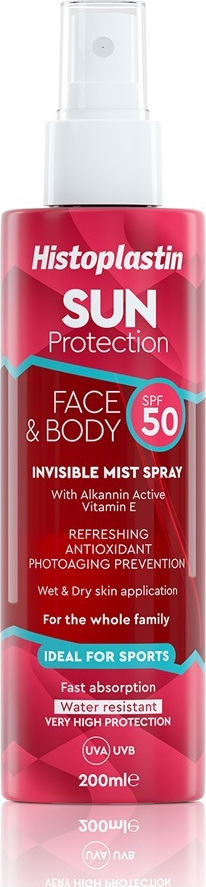 Heremco - Histoplastin Sun Protection Invisible Mist Spray Face + Body-Διάφανο Αντηλιακό Mist SPF50+ για Πρόσωπο και Σώμα, 200ml
