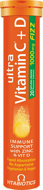 Vitabiotics Ultra Vitamin C+D Πορτοκάλι 20 αναβράζοντα δισκία