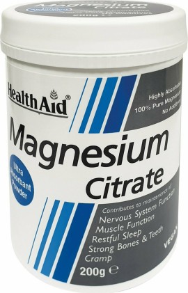 Health Aid - Magnesium Citrate Συμπλήρωμα Διατροφής με Μαγνήσιο σε Μορφή Σκόνης 200gr