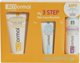 Helenvita  ACNormal My 3 Step Skin Care Routine, Rebalancing Emulsion 60ml & Δώρο Purifying Facial Mask 20ml, Cleansing Gel 50ml