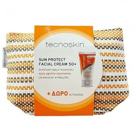 Tecnoskin Sun Protect Facial Cream 50+ με χρώμα 50ml & Δώρο Νεσεσέρ