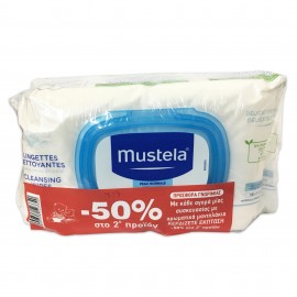 Mustela Προσφορά Cleansing Wipes Μωρομάντηλα 2x70τμχ (-50% στο 2ο Προϊόν)