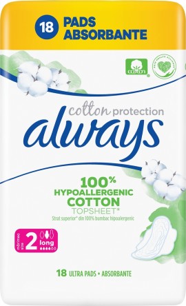 Always Hypoallergenic Cotton Size 2 Long Σερβιέτες 18 Τεμάχια